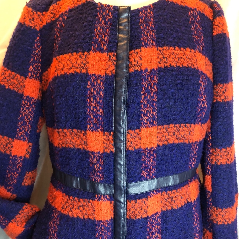 ModCloth wool with leather trim coat. Size large. Snap closure - Picture 3 of 16